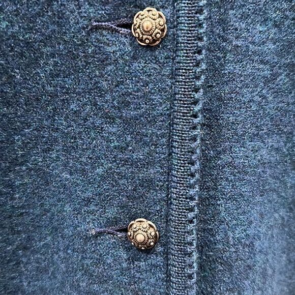 Geiger Collection Vintage Austrian Wool Cardigan Jacket Teal Blue Size 44 - Picture 12 of 16